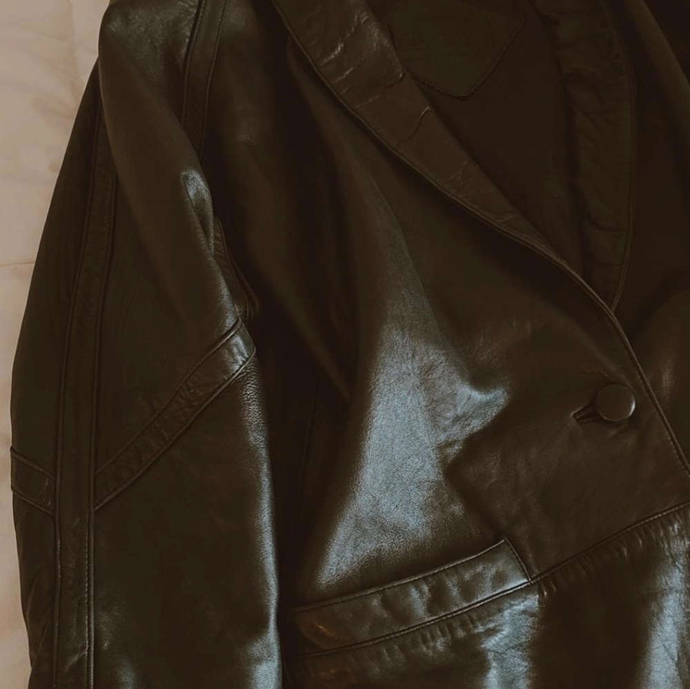 Preston & York Black Leather Trench Coat